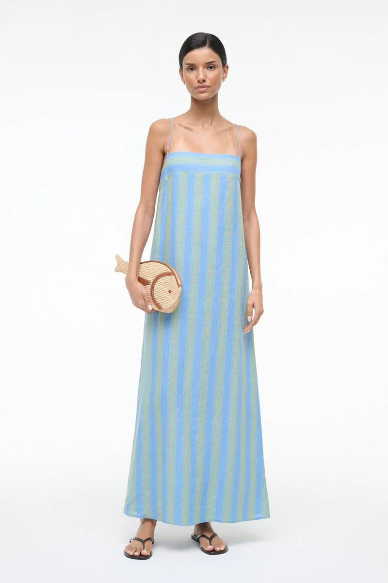 laura linen dress Linen Dress LAURA with Long Sleeves 3XL / Teal blue