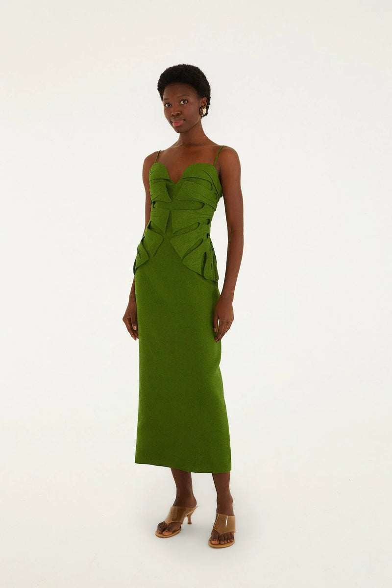 Farm Rio - Monstera Leaf Sleeveless Linen Maxi Dress
