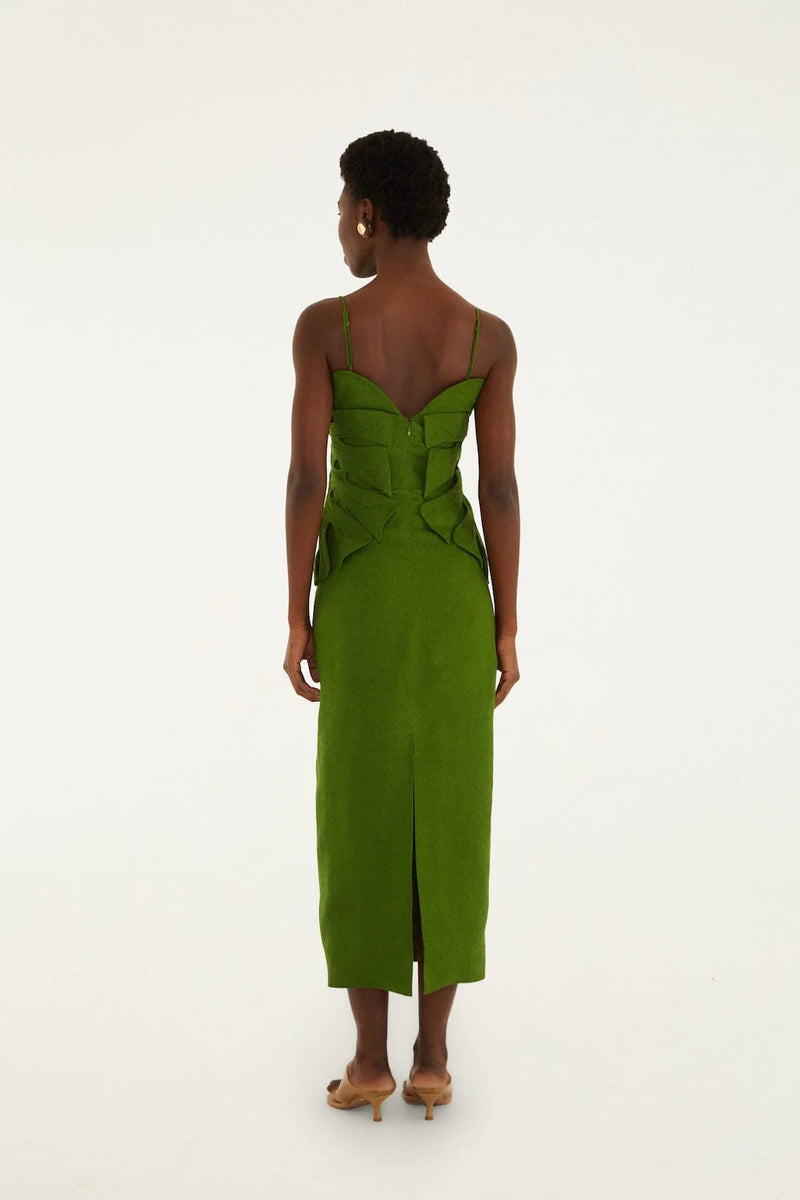 monstera dress Farm Rio - Monstera Leaf Sleeveless Linen Maxi Dress