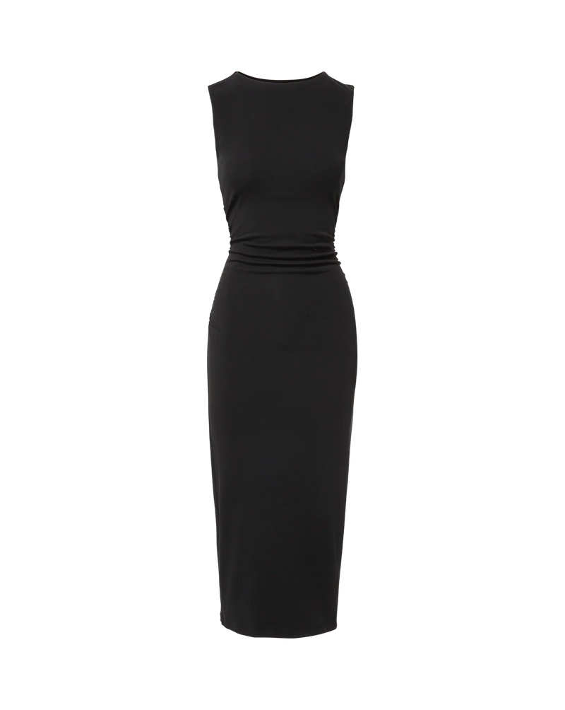 veronica beard charissa ruched midi dress Veronica Beard Charissa Stretch-Cotton Midi Dress | Black