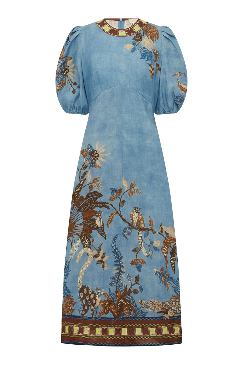 blue and white plus dress Baltic Born Womens Graceland Maxi | + Floral Size:36 Regular luxury wedding gown Dubai Blue/White Floral Maxi W/ Back zipper