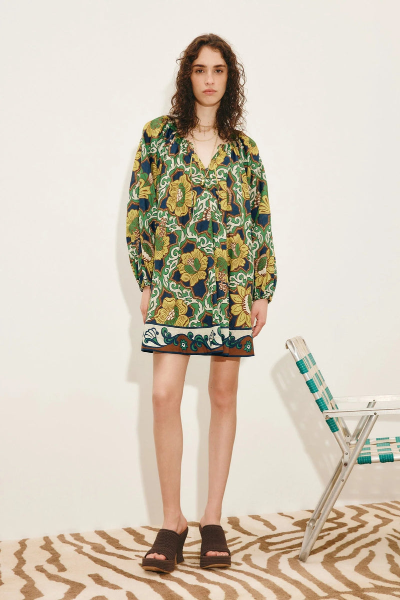 alemais dress Liana Mini Multi / US 2 100% European Linen. ALEMAIS Floral Print V-neck Dress