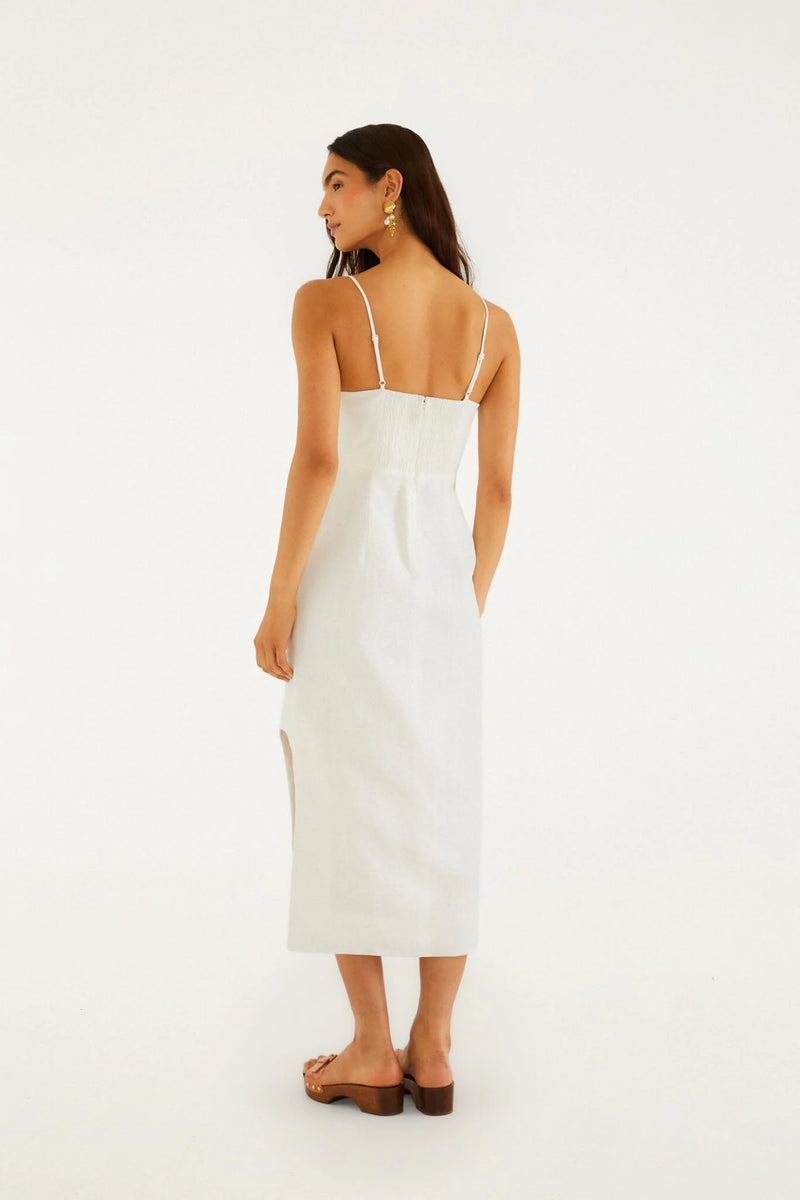 shell midi dress Farm Rio, Embellished linen midi dress, Women, White, M, Dresses