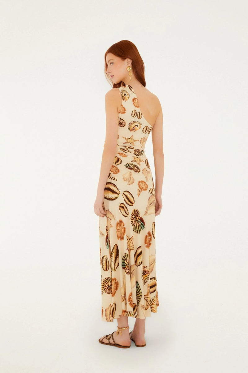 one shoulder farm rio dress Farm Rio One-Shoulder Fringe Midi Dress