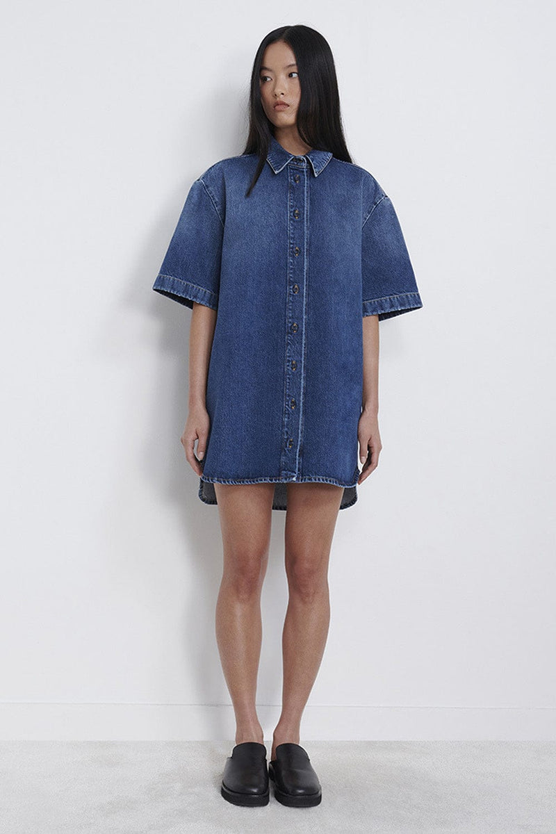 LouLou Studio Denim Short Sleeve Shirt-Dress – Erica Wilson