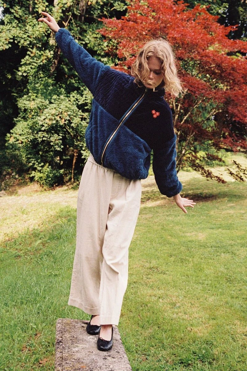 Lennox Zip-Up Dark Sapphire Velvet