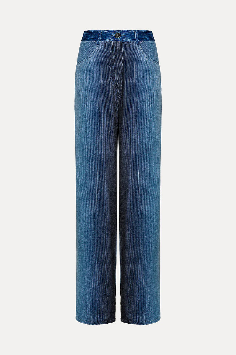 degradé denim velvet wide leg pants