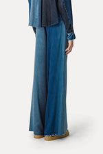 degradé denim velvet wide leg pants