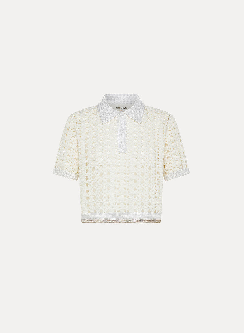 Cablé Lux Handmade Crochet Cropped Polo