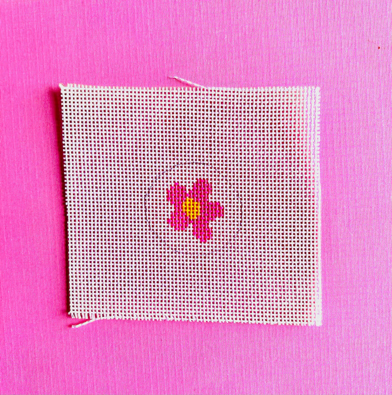 Pink Flower Key Fob Insert