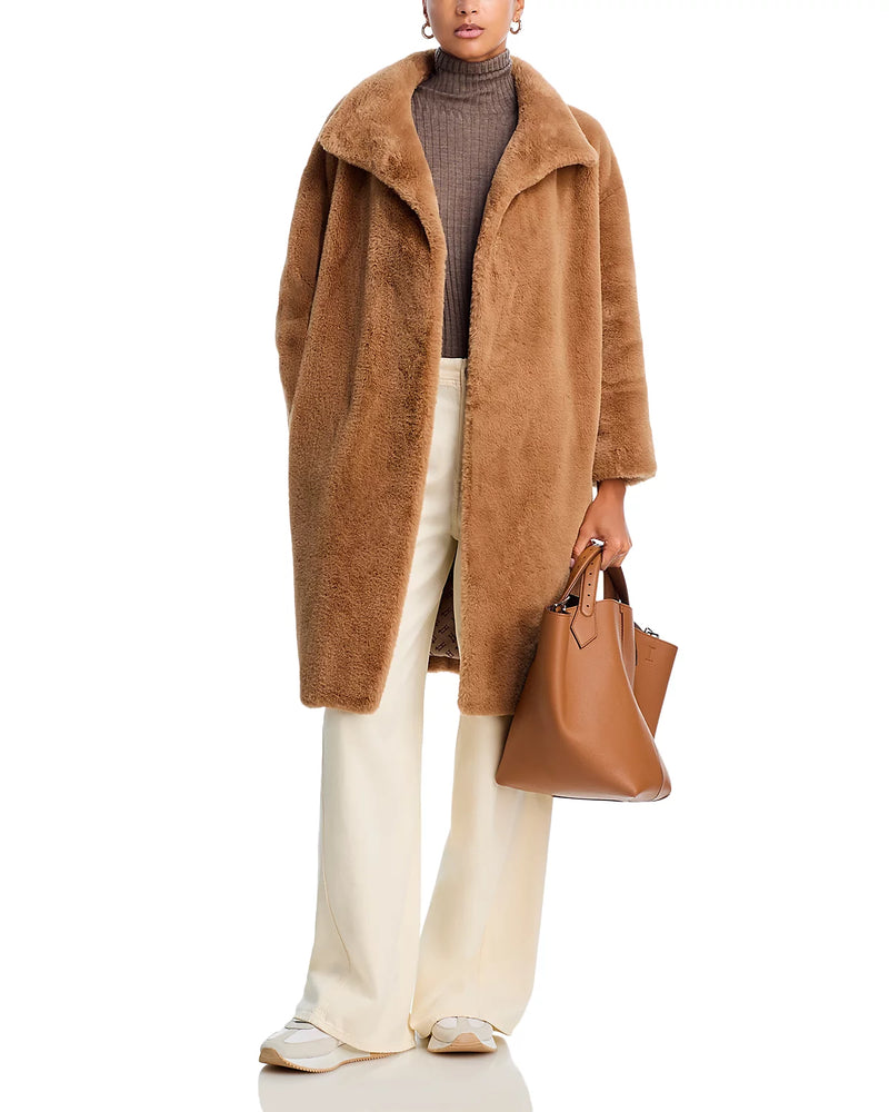 Faux Fur Knee Length Coat