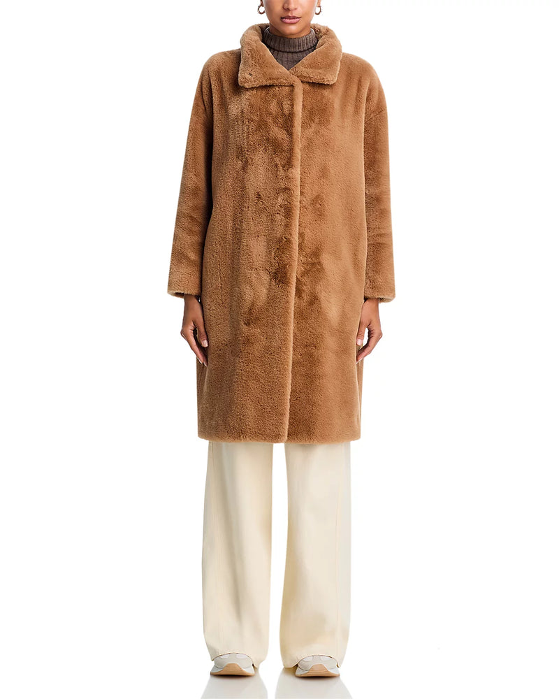 Faux Fur Knee Length Coat