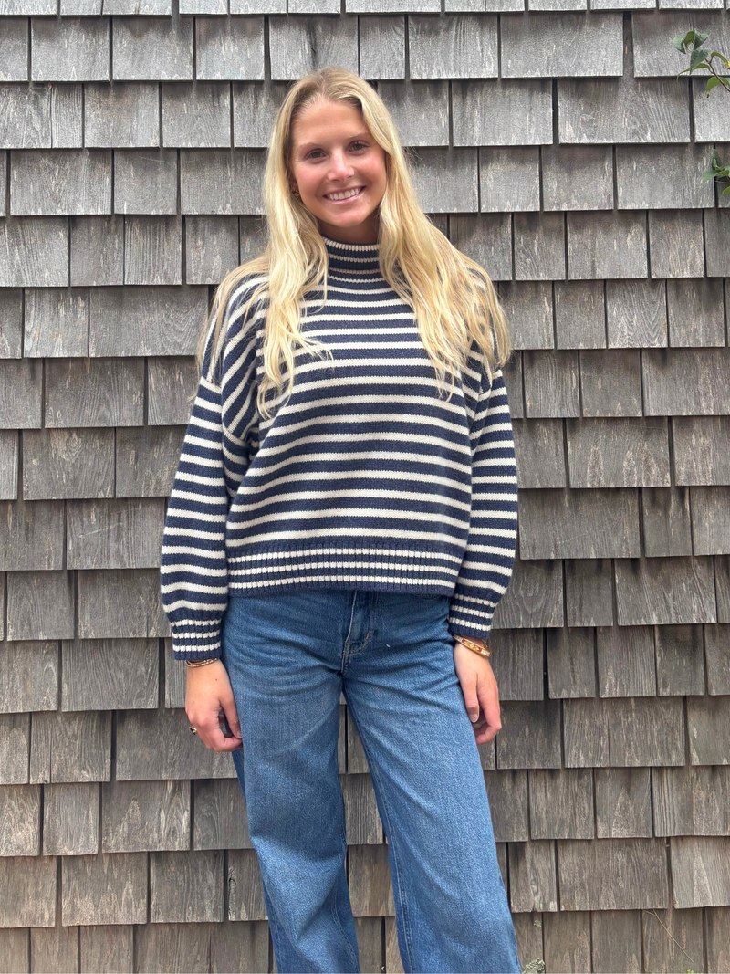 Italian Cashmere Crop Oversized Turtleneck Sweater