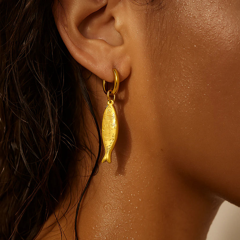 Dayna Huggie Hoop Fish Earring