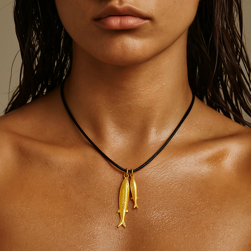 Clive Double Fish Cord Necklace