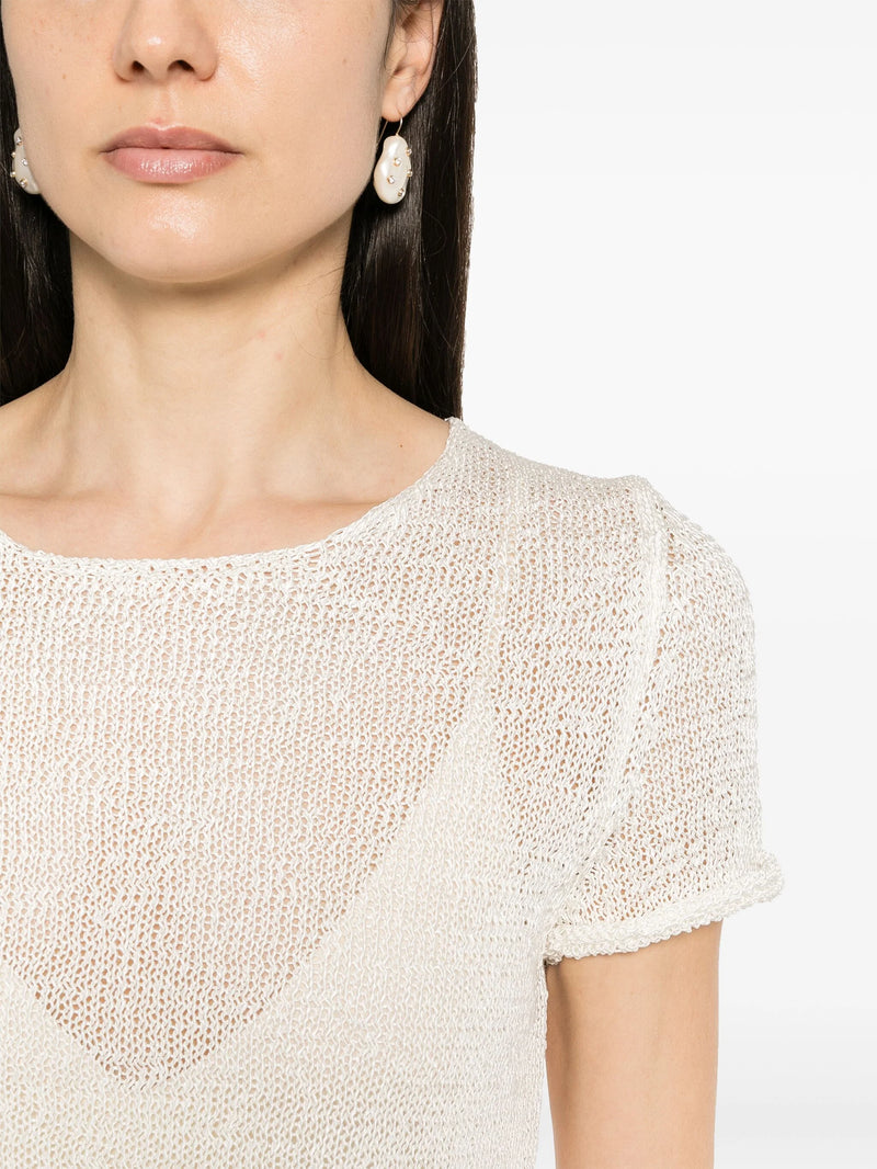 Chic Viscose Raffia Half Sleeves Knit