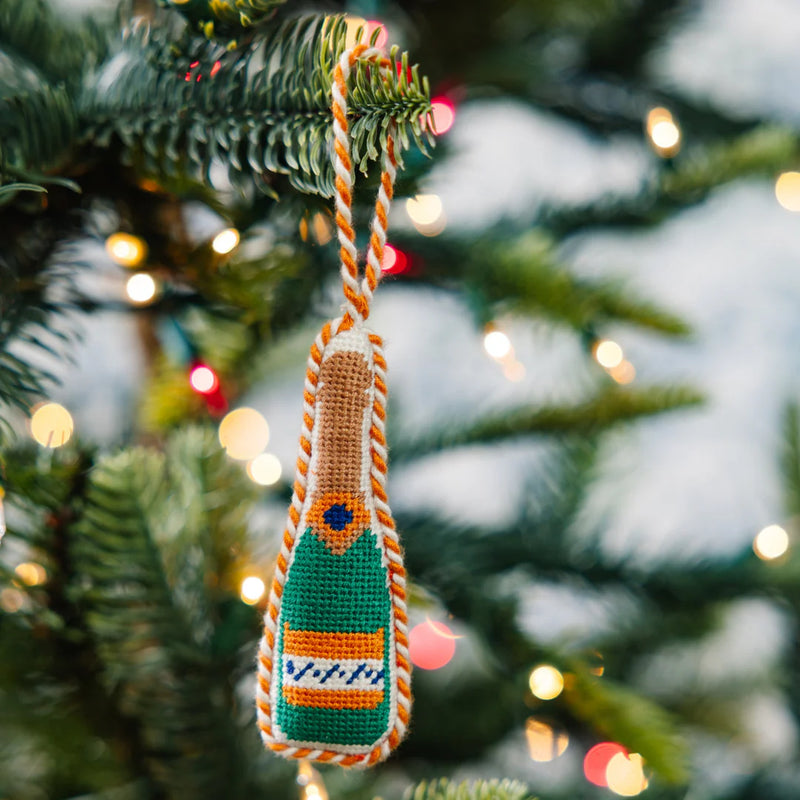 Champagne Finished Needlepoint Ornament