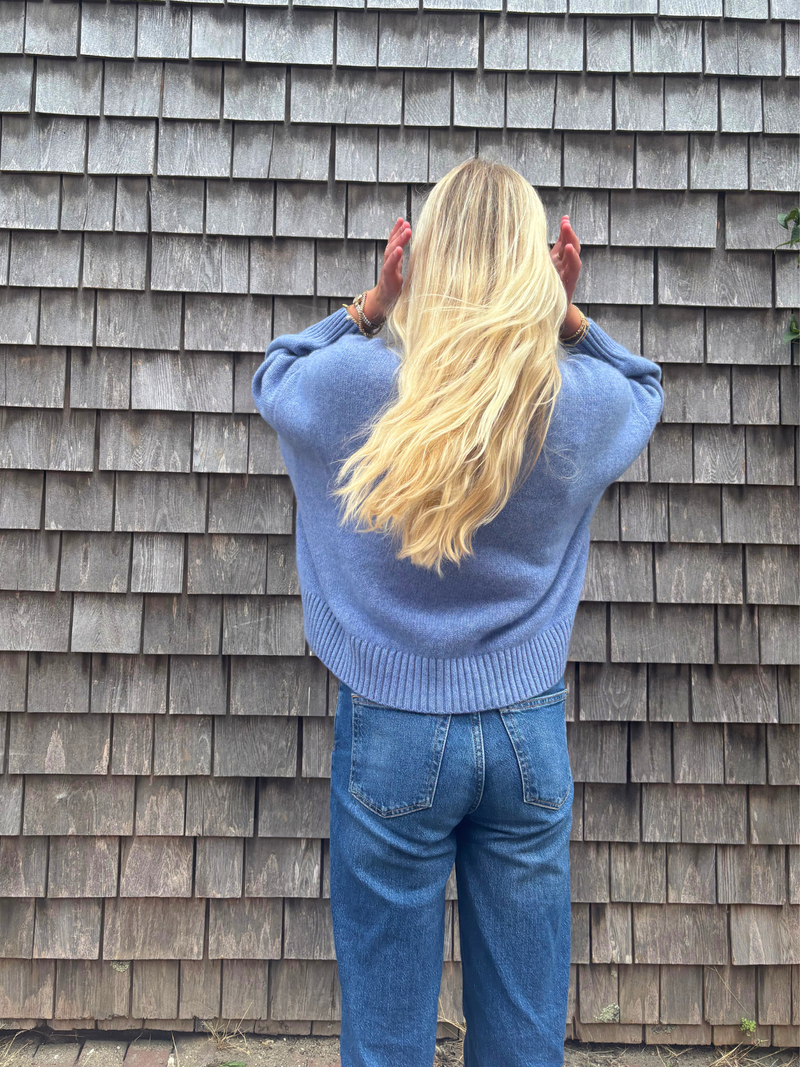 Italian Cashmere Crop Oversized Turtleneck Sweater