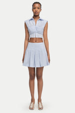 Stripe Cal Pleated Mini Skirt