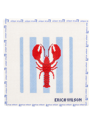 Lobster on Stripes Pillow