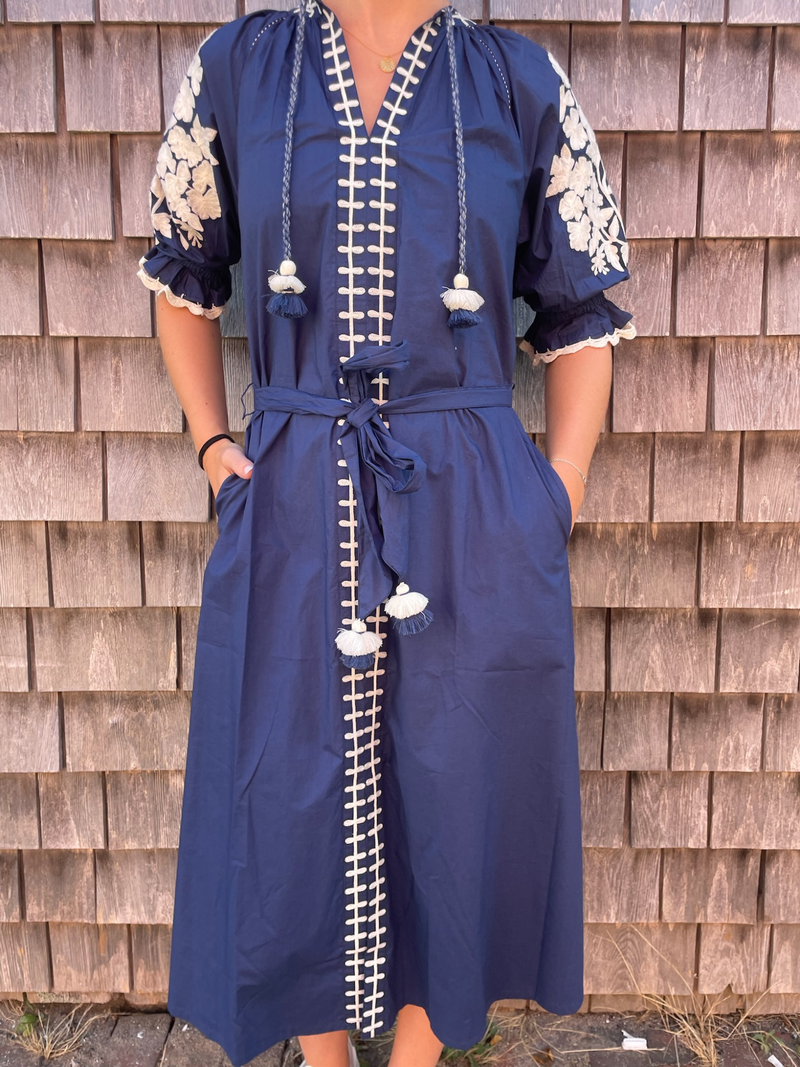 Erica Wilson Petra Midi Dress Hulbert Navy Cream / XL Erica Wilson Petra Midi Dress Hulbert Navy Cream / XL