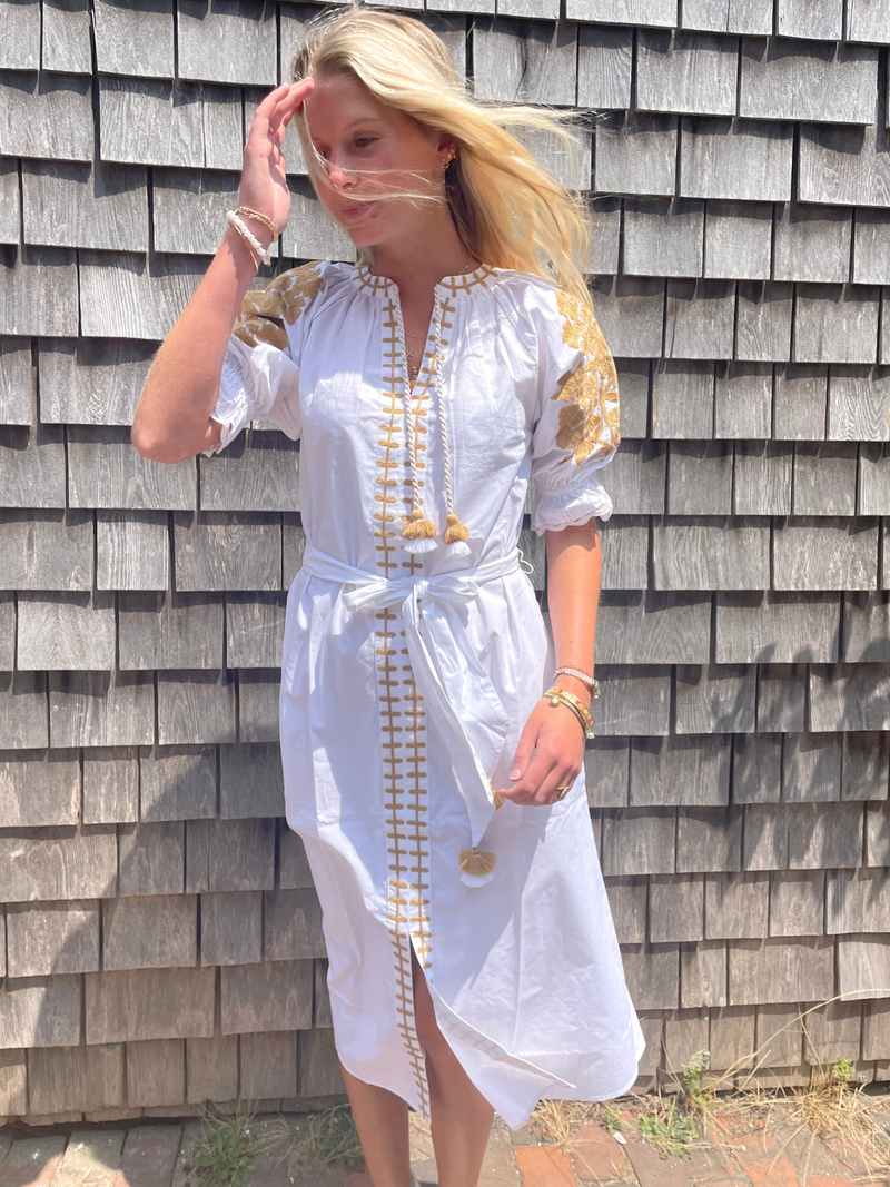 petra midi dress Erica Wilson Petra Midi Dress Hulbert Navy Cream / XL
