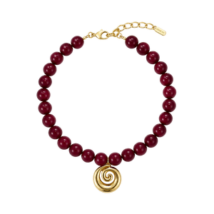 Maroon Beaded Spiral Necklace