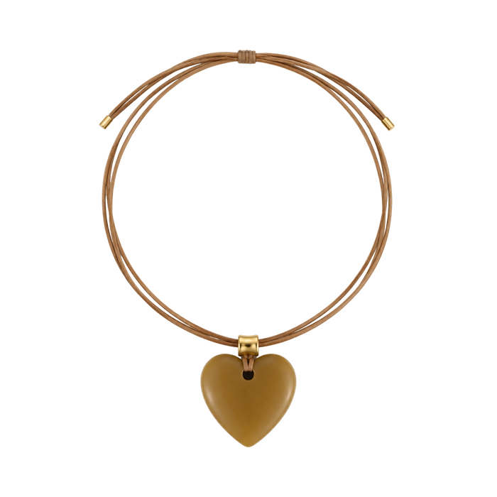 Brown Heart Cord Necklace