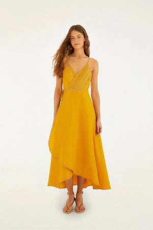 Yellow Bananas Maxi Wrap Dress