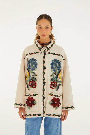 Lunar Boho Cropped Fleece Coat