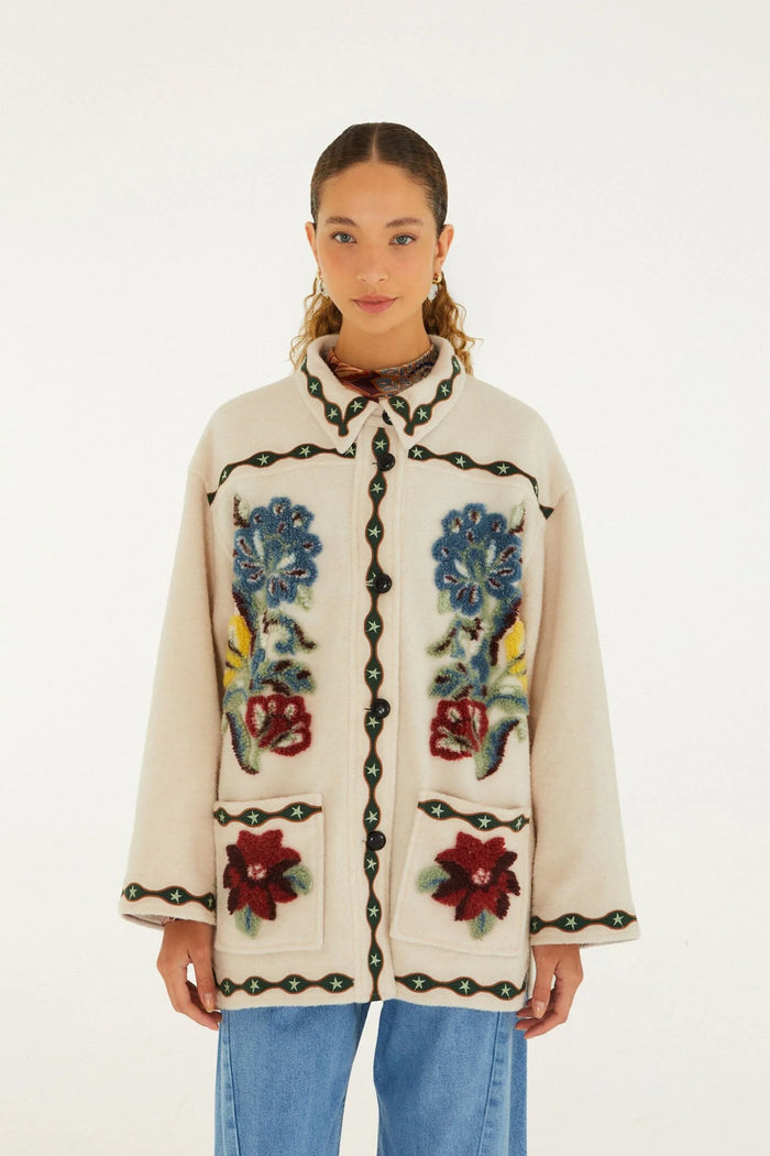 Lunar Boho Cropped Fleece Coat