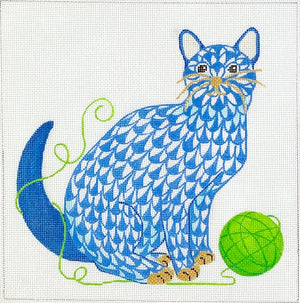 Blue Herend Fishnet Cat