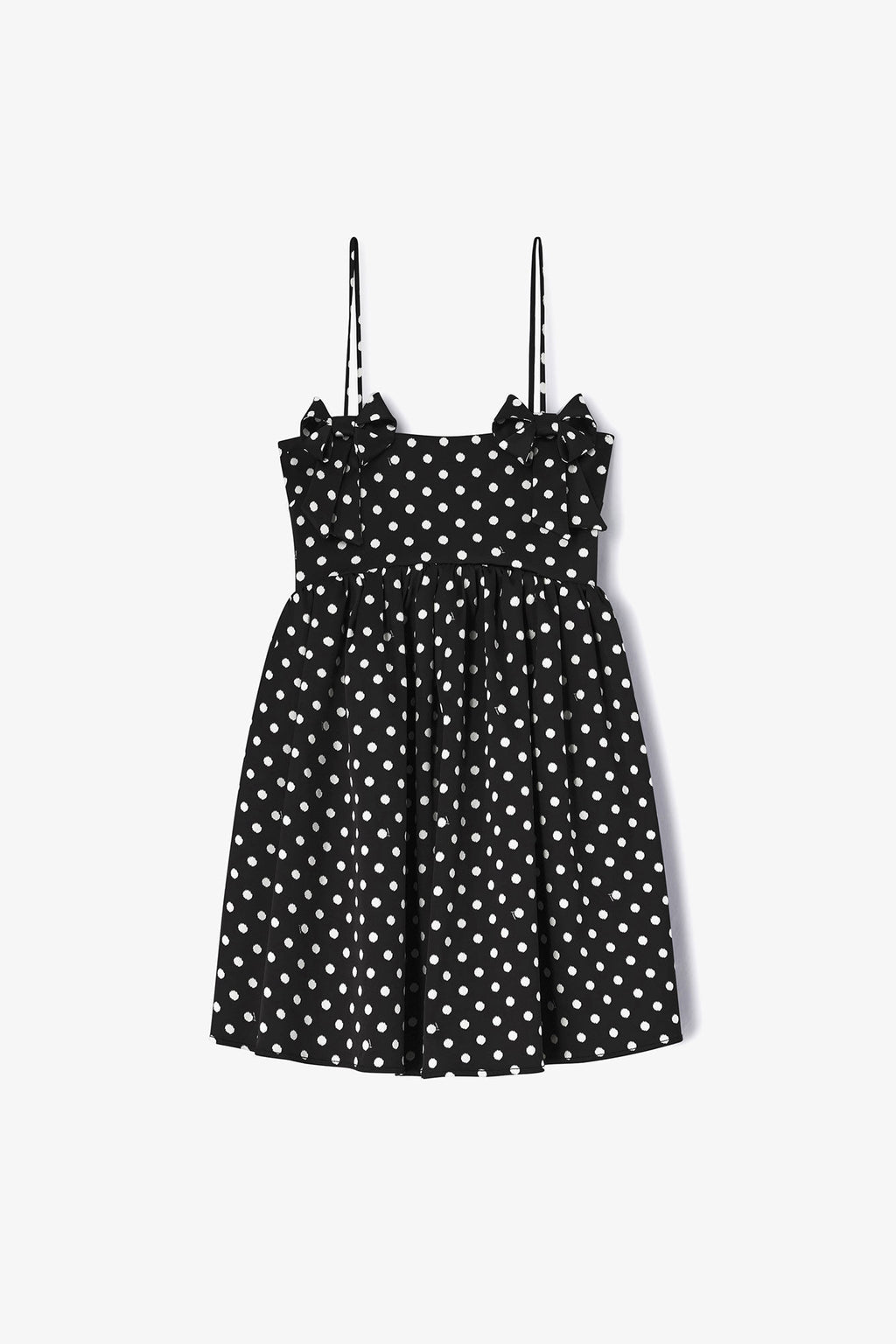 GANNI Women's Satin Mini Dress In Polka Dot Print, Black, FR 38 (6)