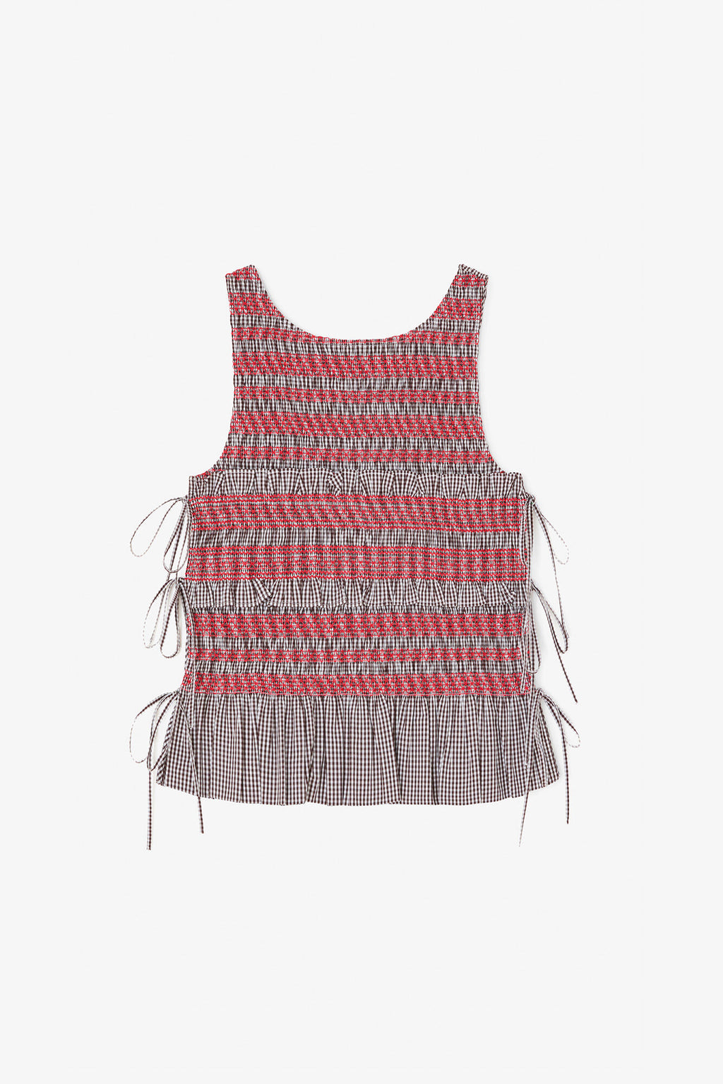Ganni Check Cotton Smocked Tie String Top – Erica Wilson