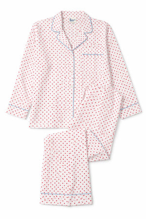 Red Mini Hearts Long PJs To Go