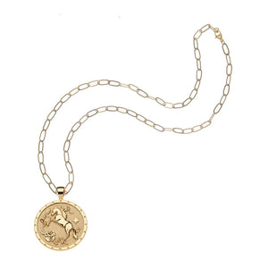 COURAGE Year of the Horse Pendant Coin + 18" Drawn Link Chain
