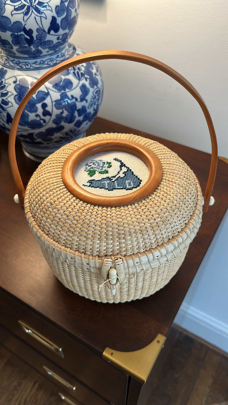 Round Needlepoint Nantucket Lightship Basket™