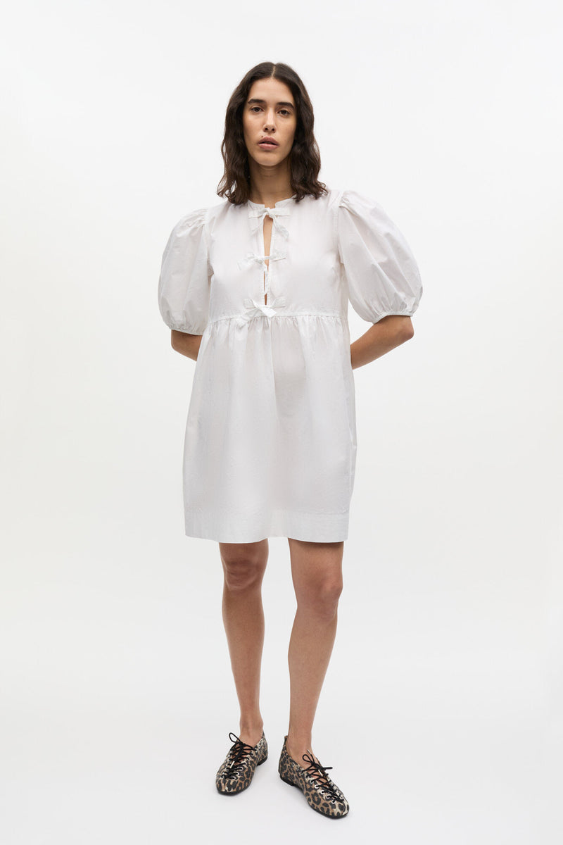 Cotton Poplin Tie String Mini Dress