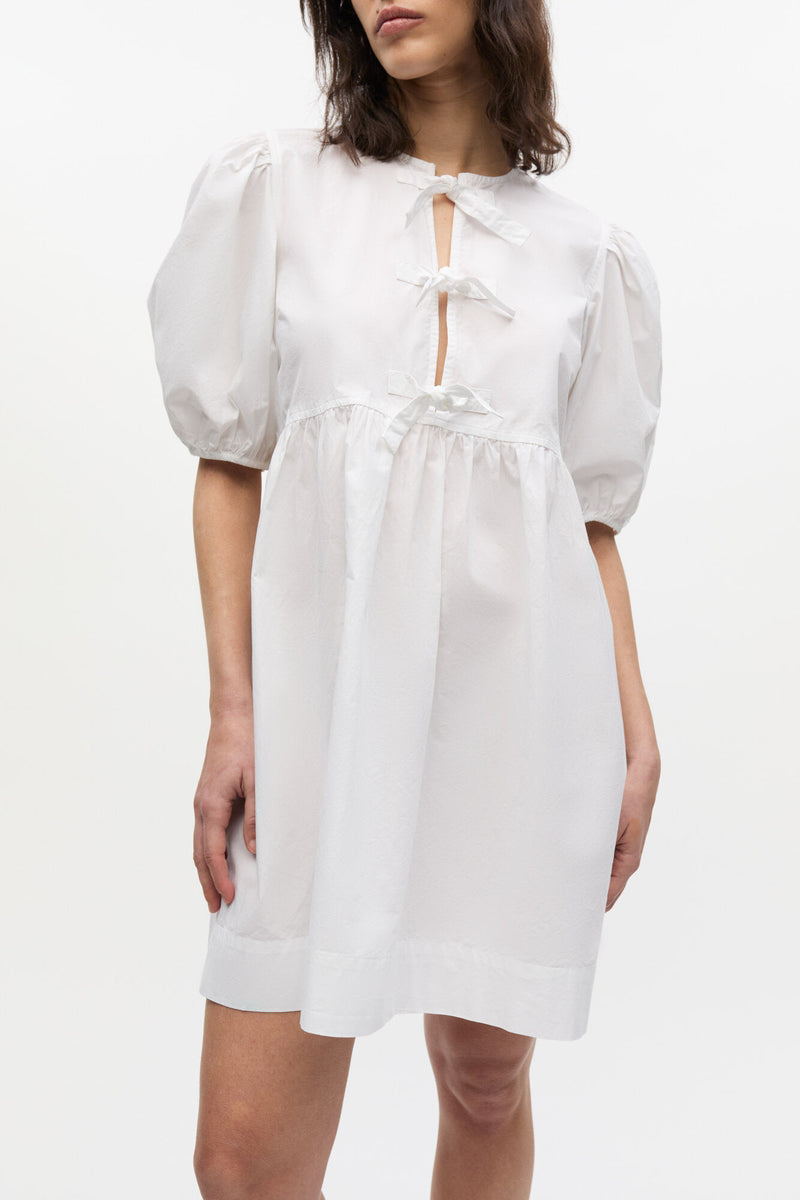 Cotton Poplin Tie String Mini Dress