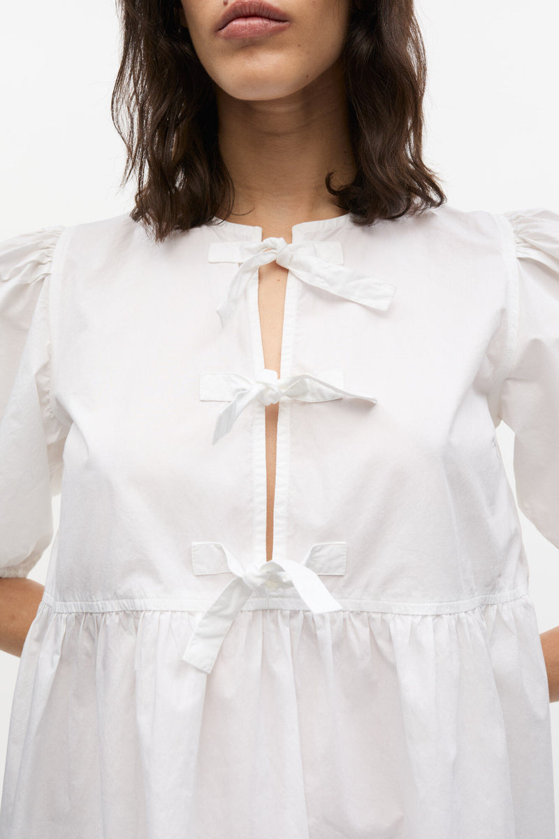 Cotton Poplin Tie String Mini Dress