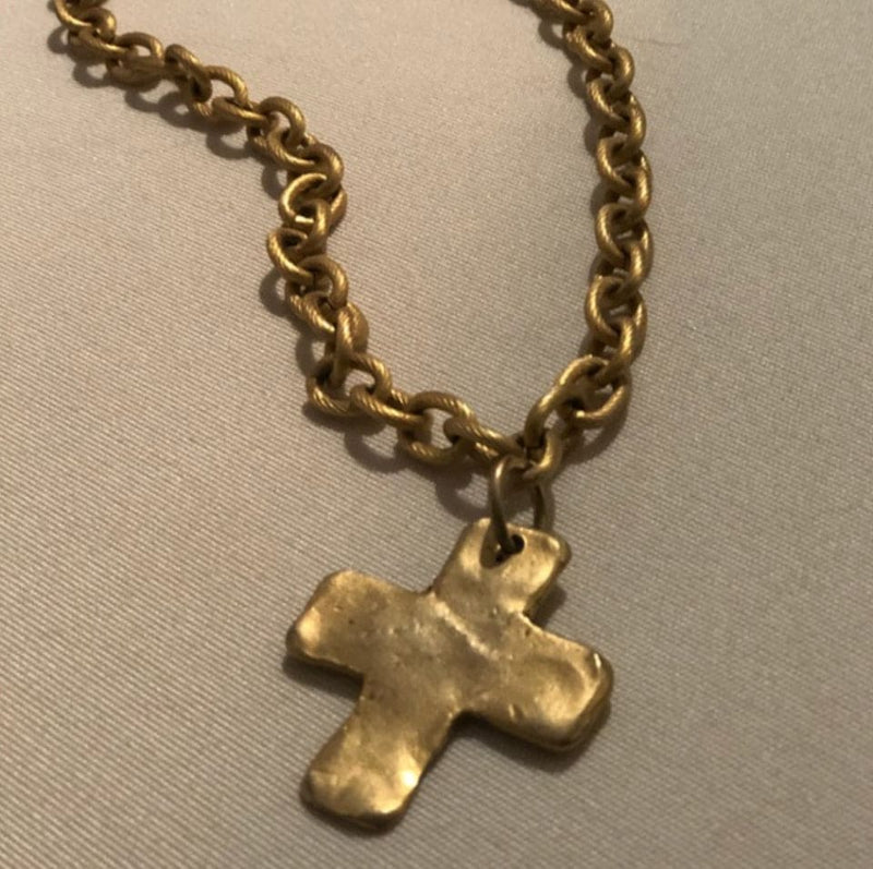 thumbnail image 2 of Large Madonna Style Crystal Cross Necklace - 18 Inch Silver Chain, Unbranded 2 of 4