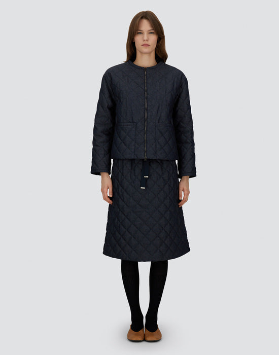 Cotton Denim Effect Diamond Quilted Jacket