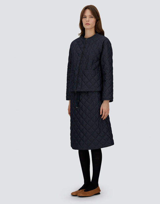 Cotton Denim Effect Diamond Quilted Jacket