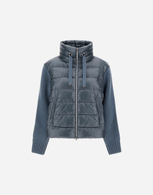 Nylon Ultralight Short Jacket with Knit Sleeve
