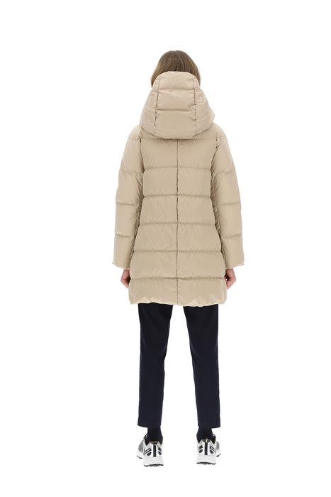 Sateen Nylon A-Line Hooded Coat