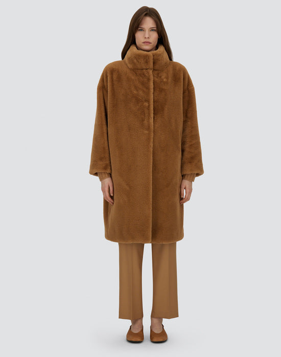 Faux Fur Knee Length Coat