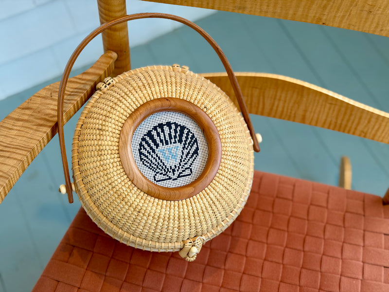 Erica Wilson Round Needlepoint Lightship Basket
