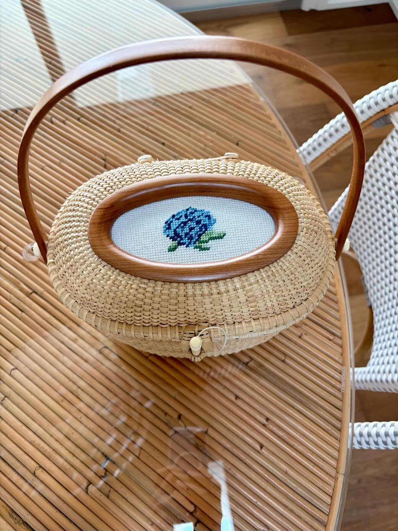 Erica Wilson Oval Needlepoint Lightship Basket