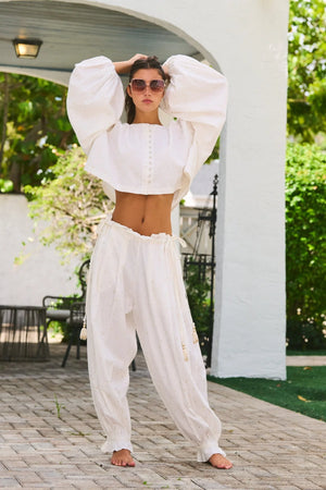 Ruffle Hem Harem Pant