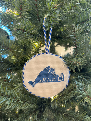 Martha’s Vineyard Map Finished Needlepoint Ornament
